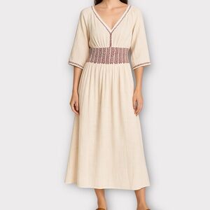 Free People Womens Midi Dress XS Tassel Cottagecore Prairie Ethereal Folksy NWOT